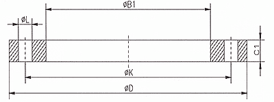 drawing: Weld Neck flanges EN 1092-1 Type 01